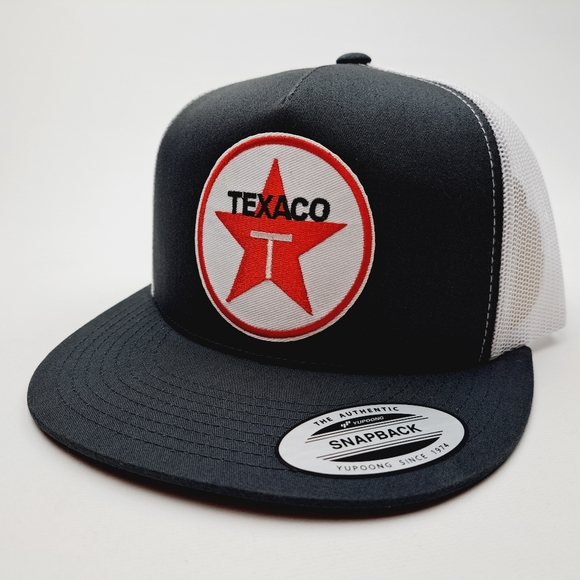 Texaco Embroidered Patch Flat Bill Trucker Mesh Snapback Cap Hat - Picture 1 of 4